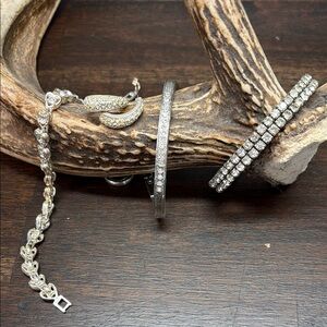 Elegant Silver and Gold Women's bracelet lot with set of earrings